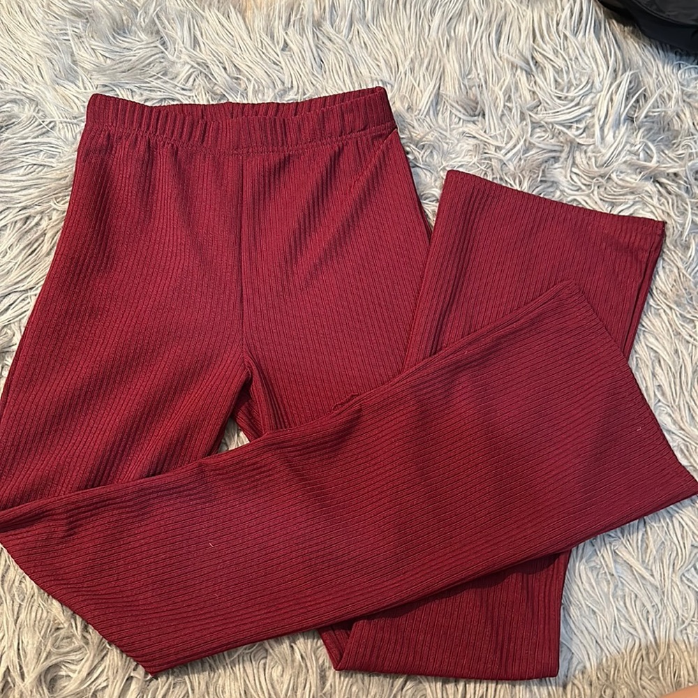Burgundy SHEIN Flared Leggings